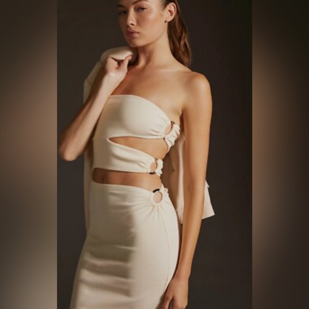 NWOT Anthropologie Bordeaux Strapless Cutout Dress Size XS